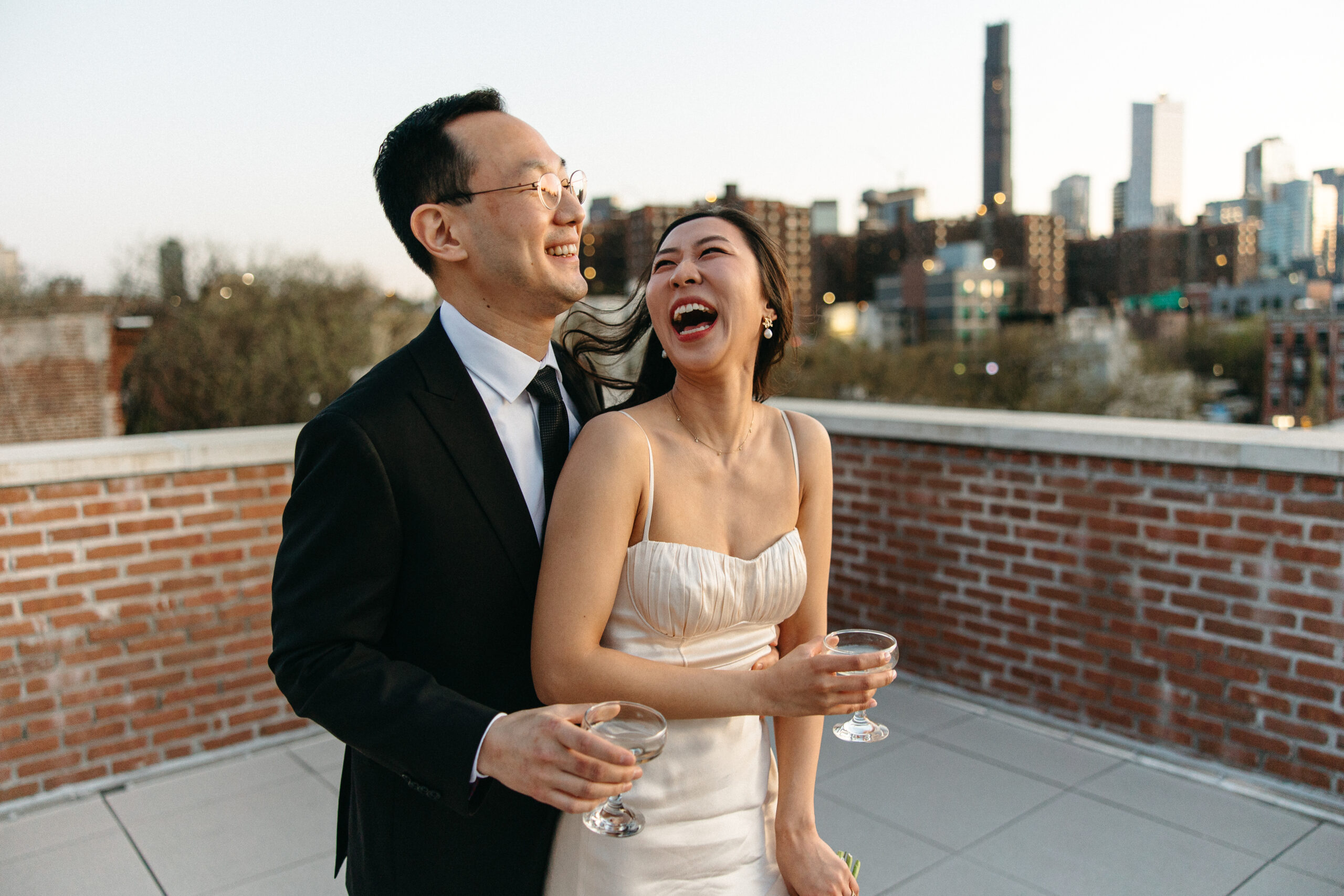 Romantic, chic wedding day couple portraits in Brooklyn, New York City.